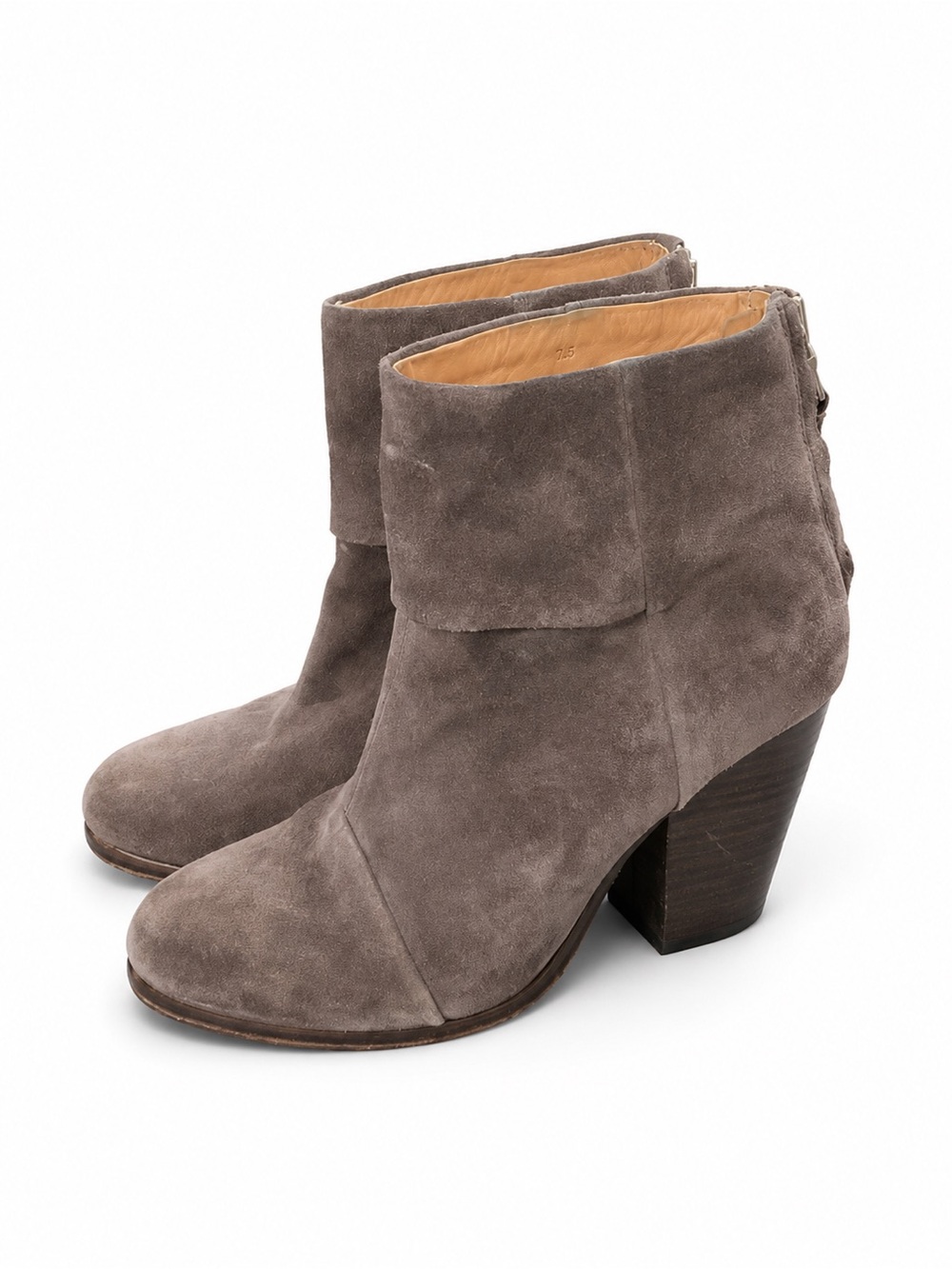 rag & bone Women's Fold-Over Suede Ankle Boots in Gray